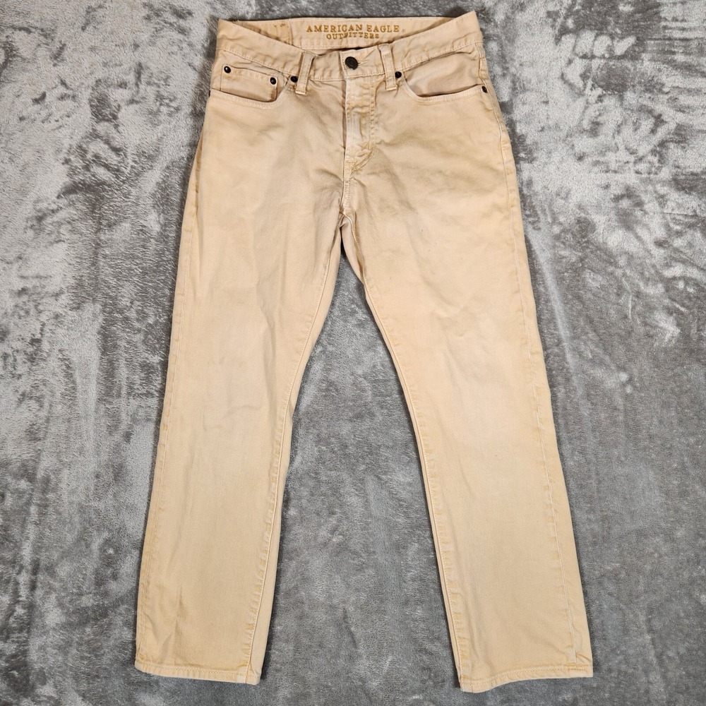 American Eagle Jeans Men's 30X27 (Tag 28X28) Flex Slim Fit Straight Leg Khaki